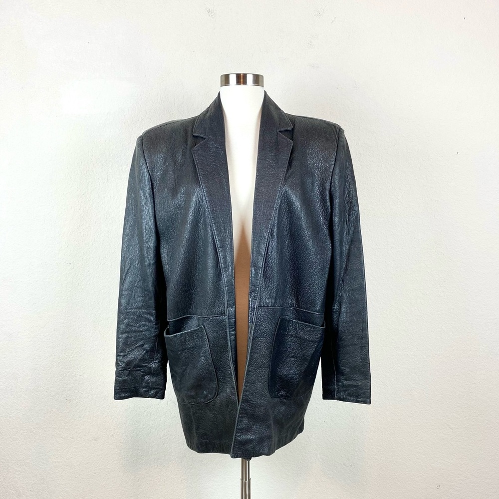 Vintage Black Leather Coat - Picture 1 of 7